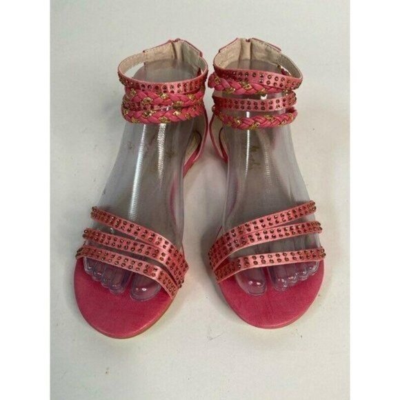 Shoe Sale! Mochi Womens Ankle Strap Sandals Pink Rhinestone 7 - Picture 1 of 12